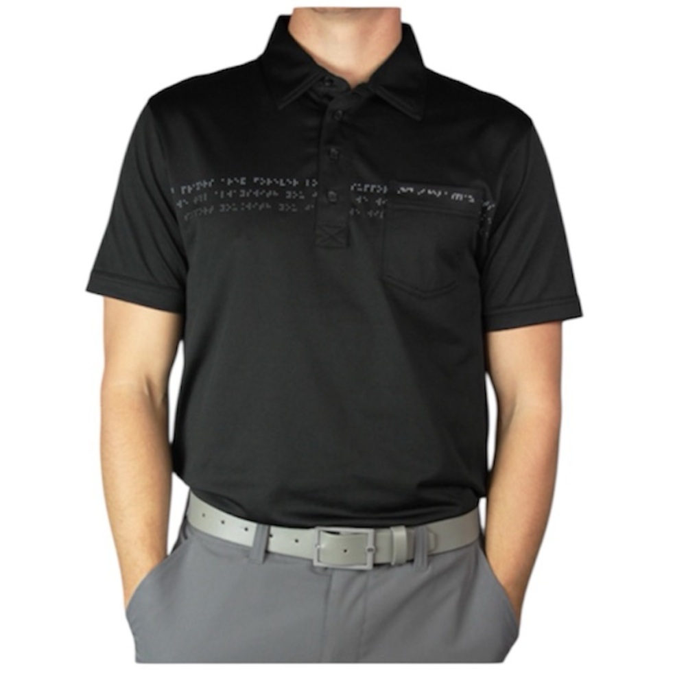 Travis Matthew black Jake Polo shirt with pocket and front pattern
Men’s size XL